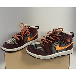 Nike Air Jordan 1 Mid SE (PS) Night Maroon/Total Orange FD5461-608 Size 1Y